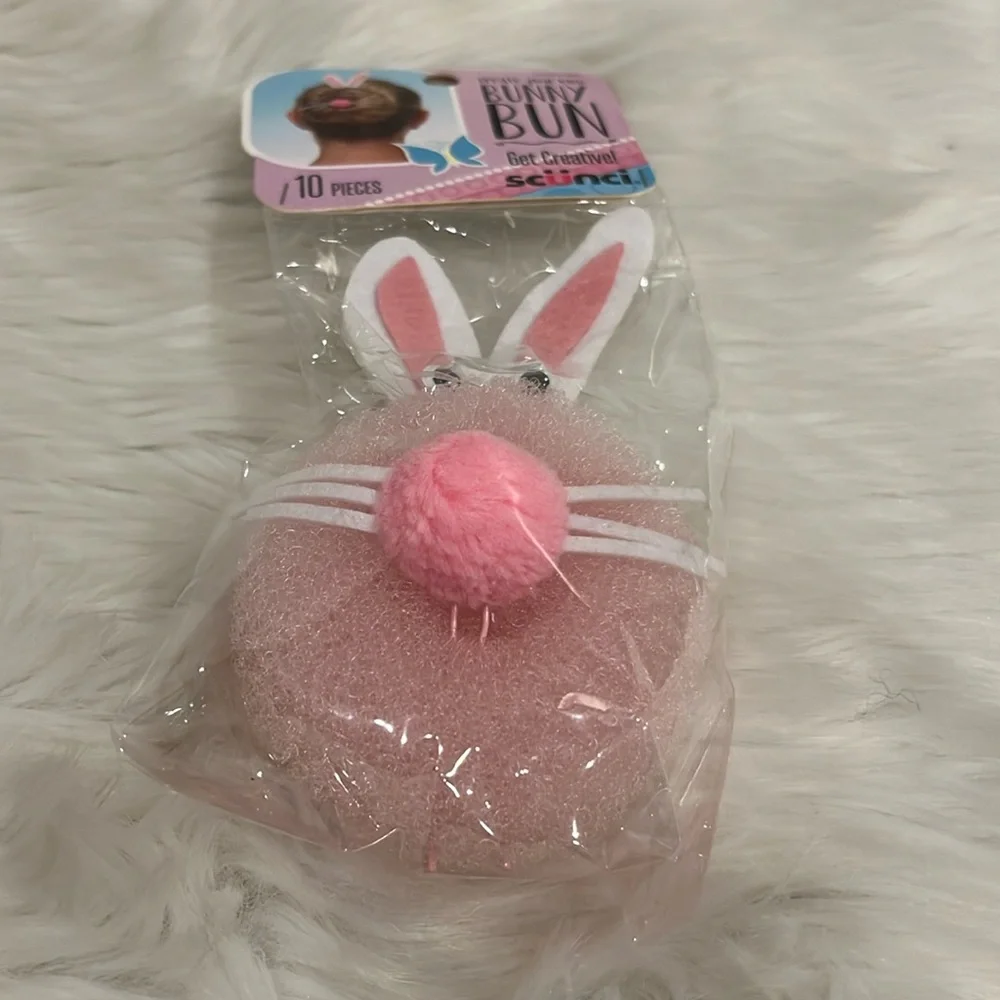 Scunci Create Your Own Bunny Bun 10 piece set with Bunny Ears Hair Pins New
